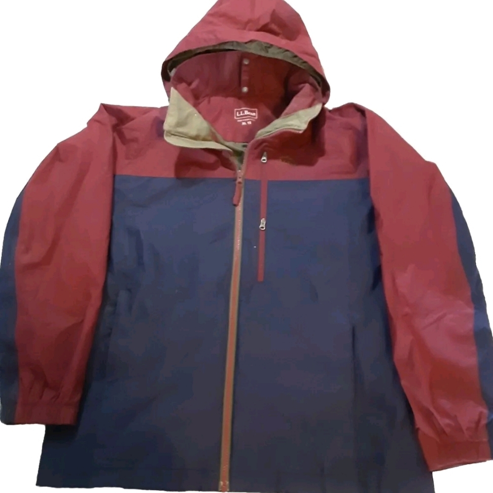 L.L. Bean Jacket Teen size XL 18 Nylon Hooded Lined Windbreaker Jacket 3 Color